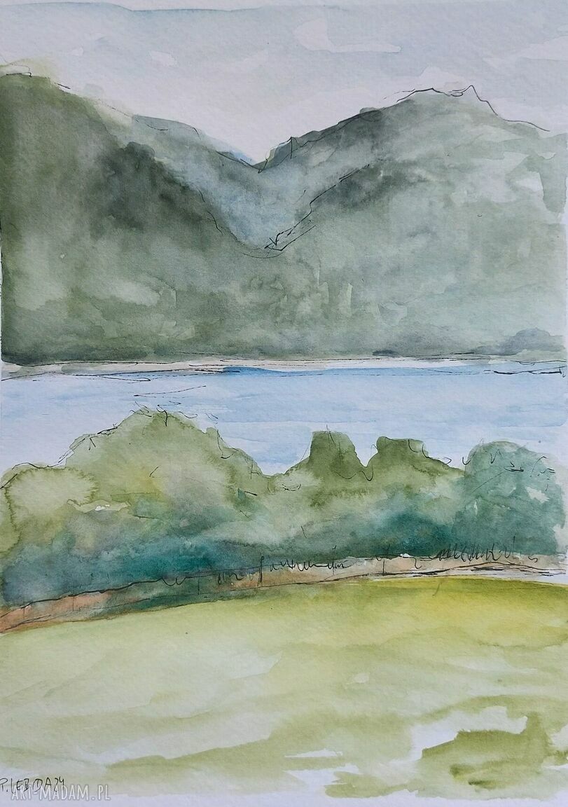 Jezioro - akwarela formatu 24x18 cm