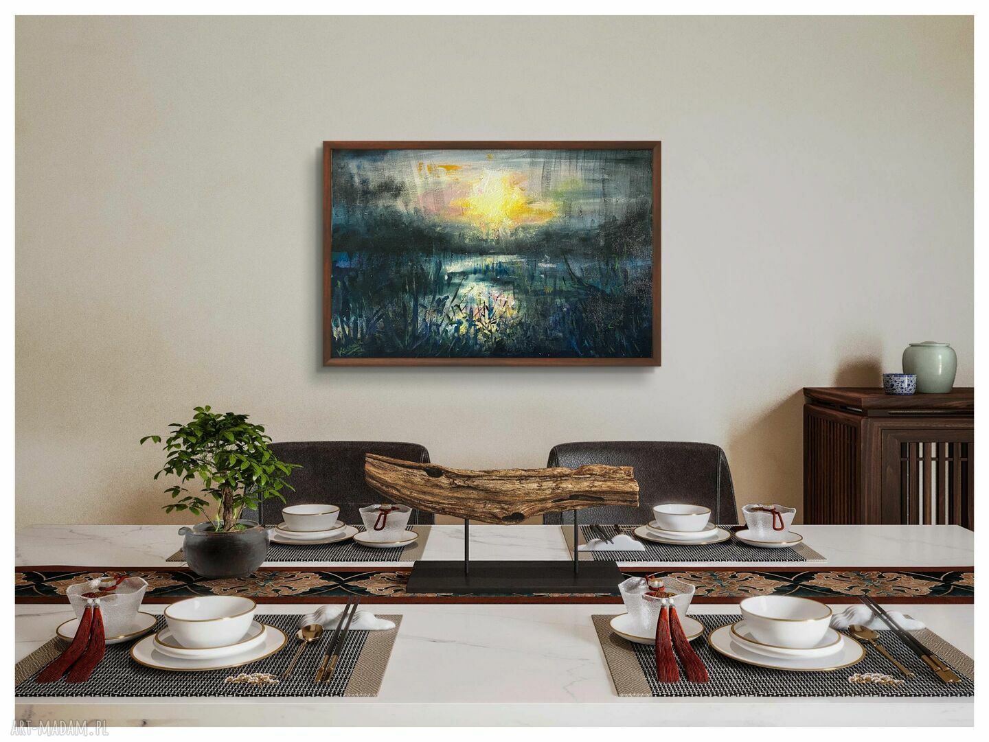 Jezioro I (Lake I) - ręcznie malowany obraz akrylowy 40x60 cm