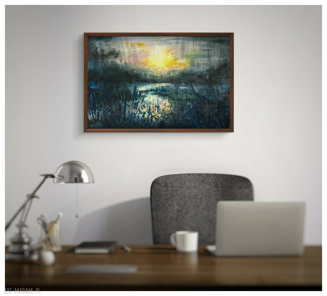 Jezioro I (Lake I) - ręcznie malowany obraz akrylowy 40x60 cm