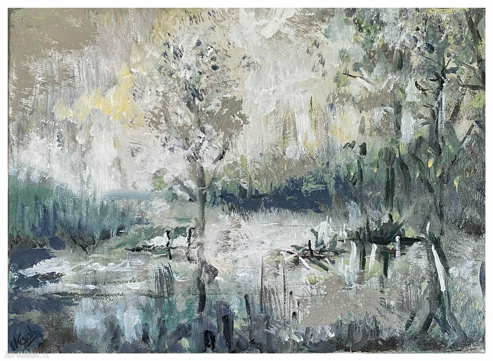 Jezioro V Lake V - ręcznie malowany obraz akrylowy 30x40 na płótnie
