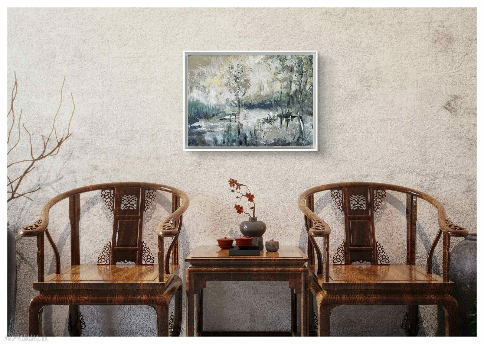 Jezioro V (Lake V) - ręcznie malowany obraz akrylowy 30x40 na płótnie
