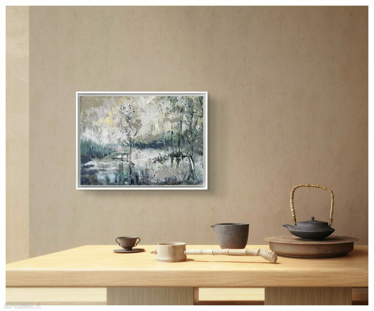 Jezioro V (Lake V) - ręcznie malowany obraz akrylowy 30x40 na płótnie