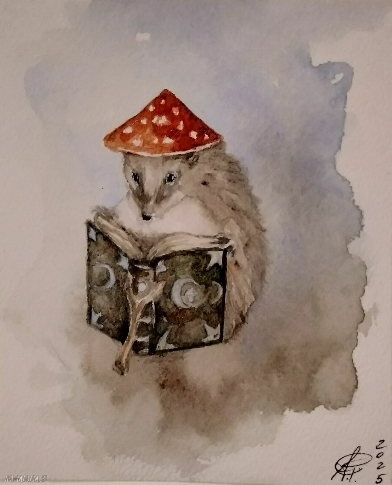 Jeżyk - bajkowa ilustracja w akwareli