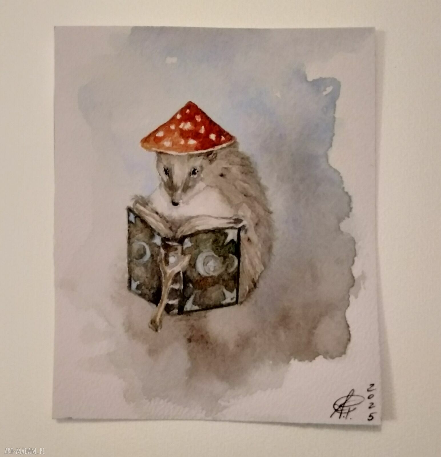 Jeżyk - bajkowa ilustracja w akwareli