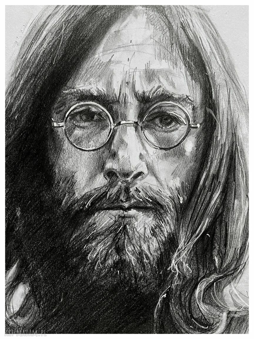Portret Johna Lennona na zamówienie - rysunek ołówkiem A3