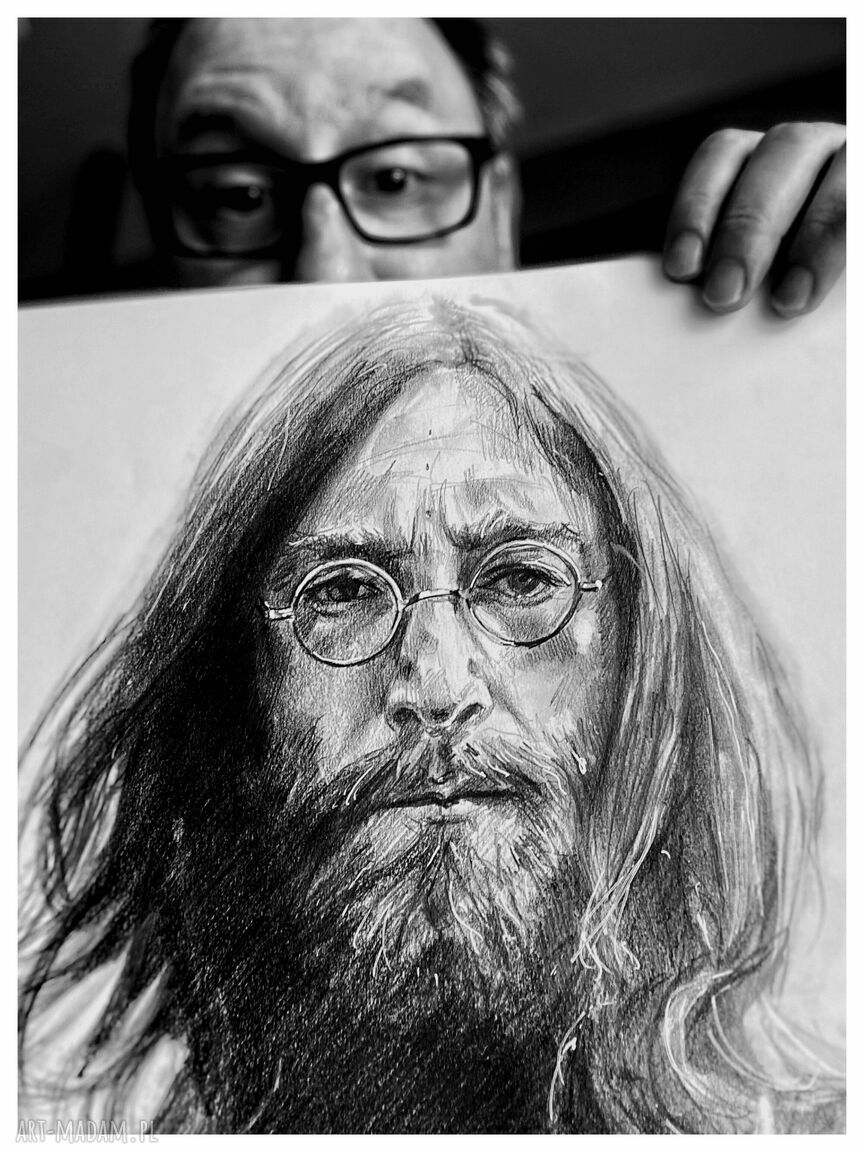 Portret Johna Lennona na zamówienie - rysunek ołówkiem A3