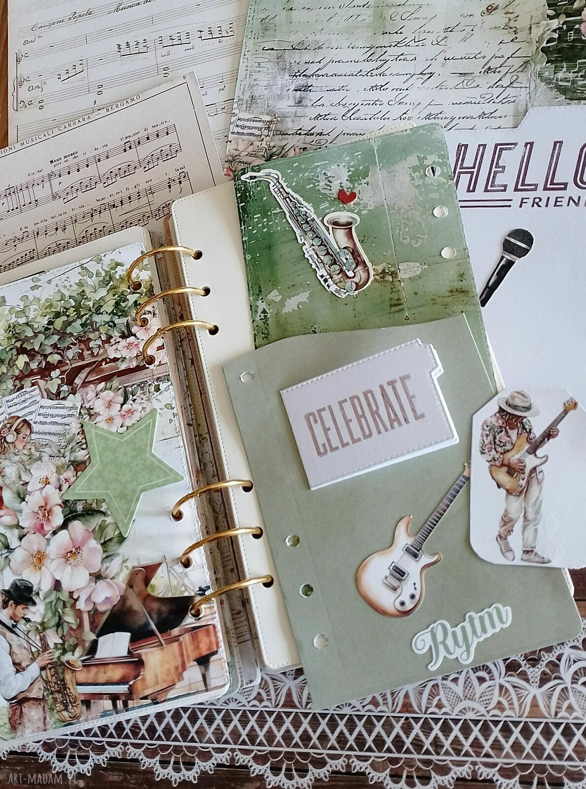 Journal muzyczny w stylu retro - ręcznie robiony album dla nastolatki