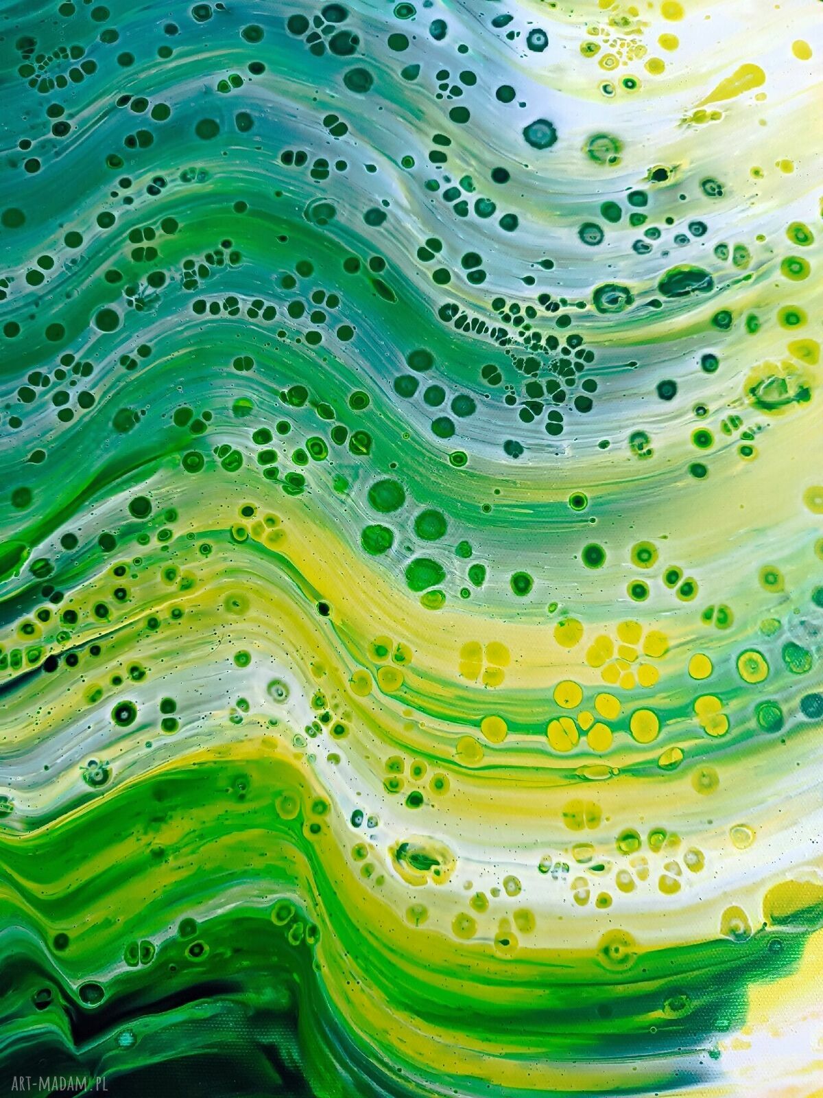 Obraz JOY 60x90 - ręcznie malowana abstrakcja zieleń i złoty szlagmetal