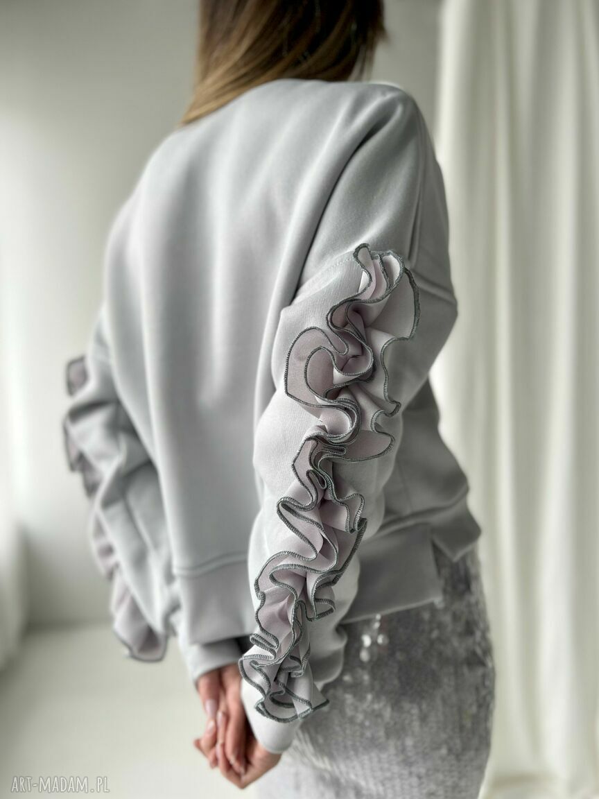 Juliet / ash sweatshirt - ręcznie szyta bluza boho z falbankami