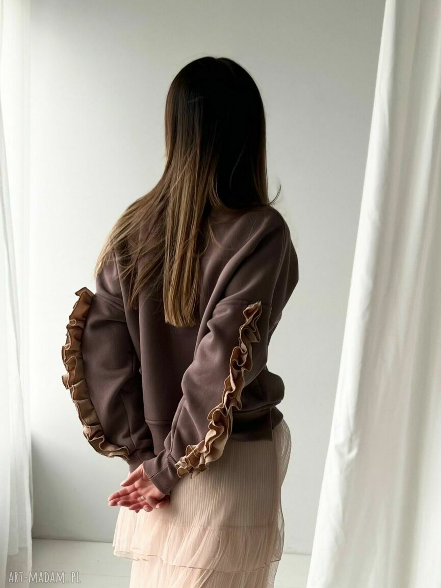 Juliet Cocoa - bluza boho oversize z falbankami