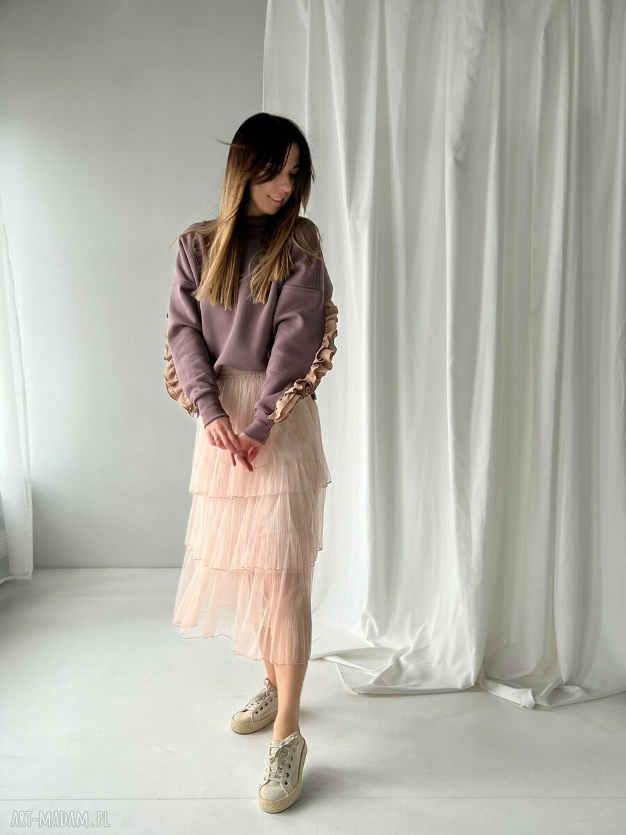 Juliet Cocoa - bluza boho oversize z falbankami