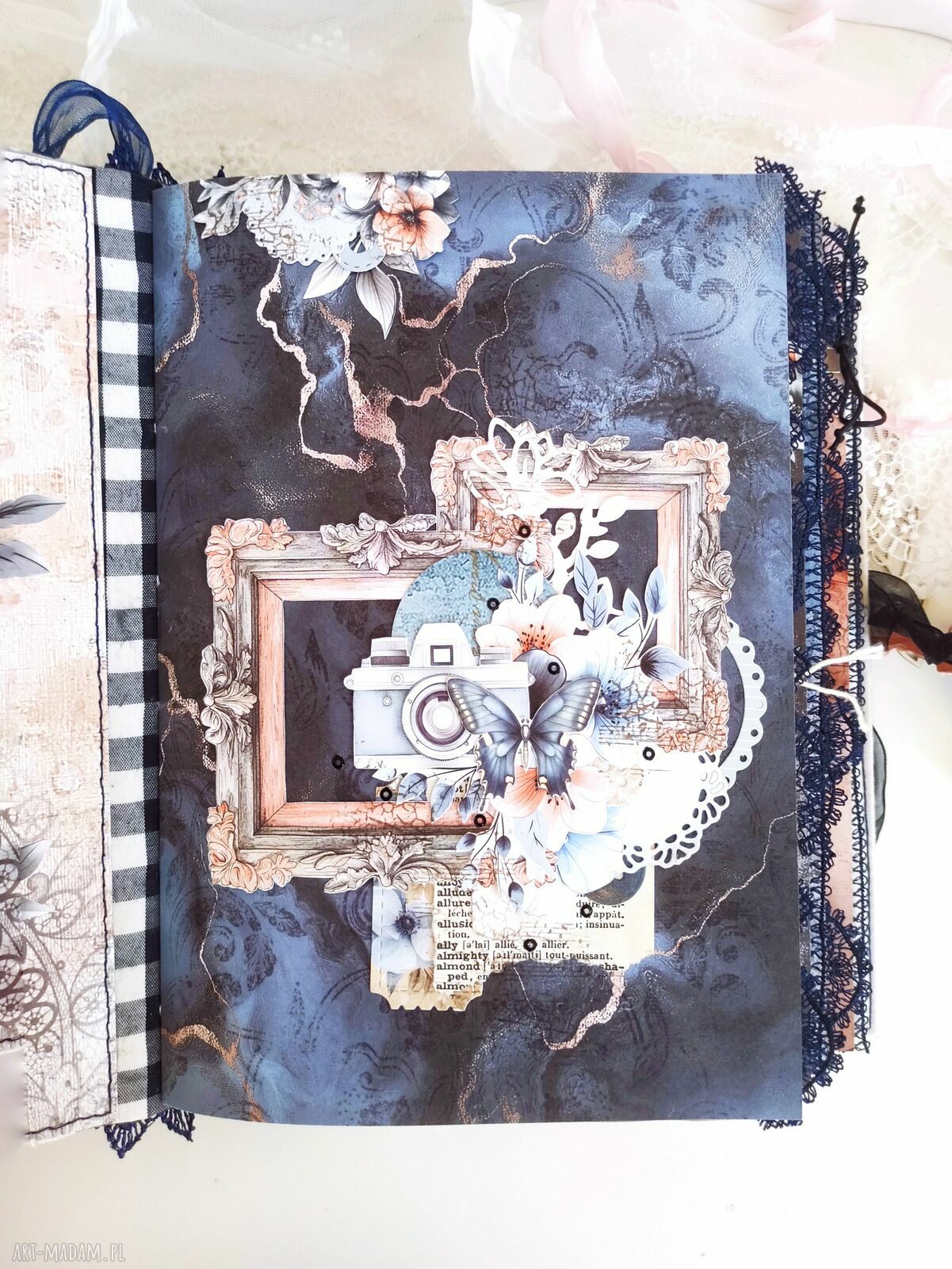 Ręcznie robiony notes Junk Journal - album A5 postarzany kawą