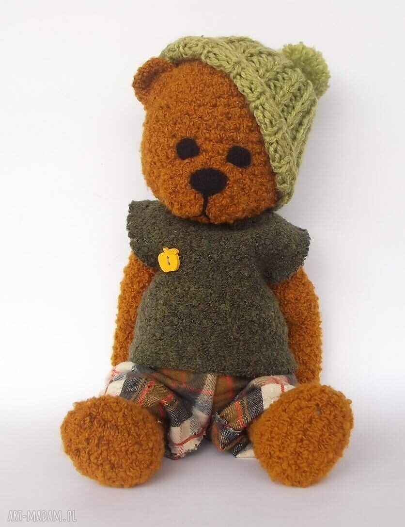 Kacperek - szydełkowy miś handmade 35 cm z ruchomymi rączkami i nóżkami
