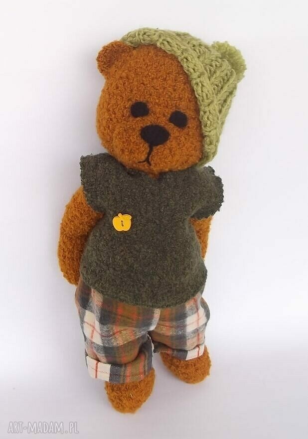 Kacperek - szydełkowy miś handmade 35 cm z ruchomymi rączkami i nóżkami