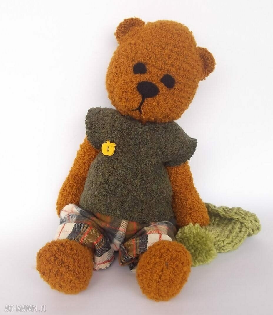 Kacperek - szydełkowy miś handmade 35 cm z ruchomymi rączkami i nóżkami