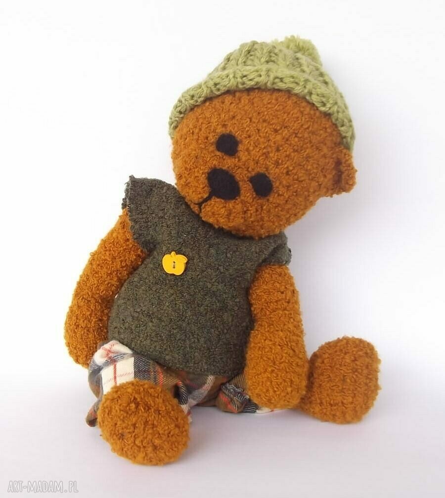 Kacperek - szydełkowy miś handmade 35 cm z ruchomymi rączkami i nóżkami