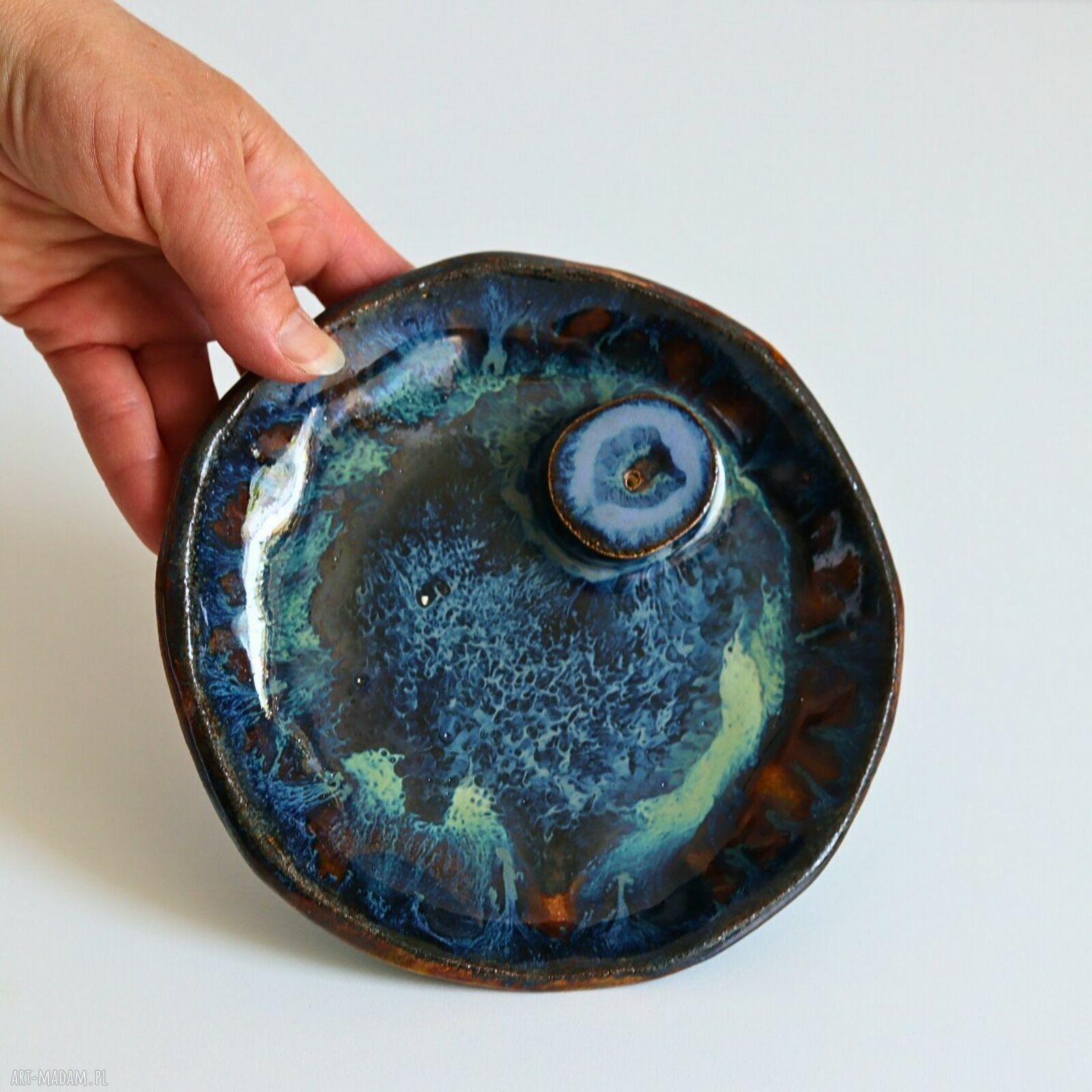 Ceramiczna kadzielnica - podstawka na kadzidło z szamotu (16 cm)
