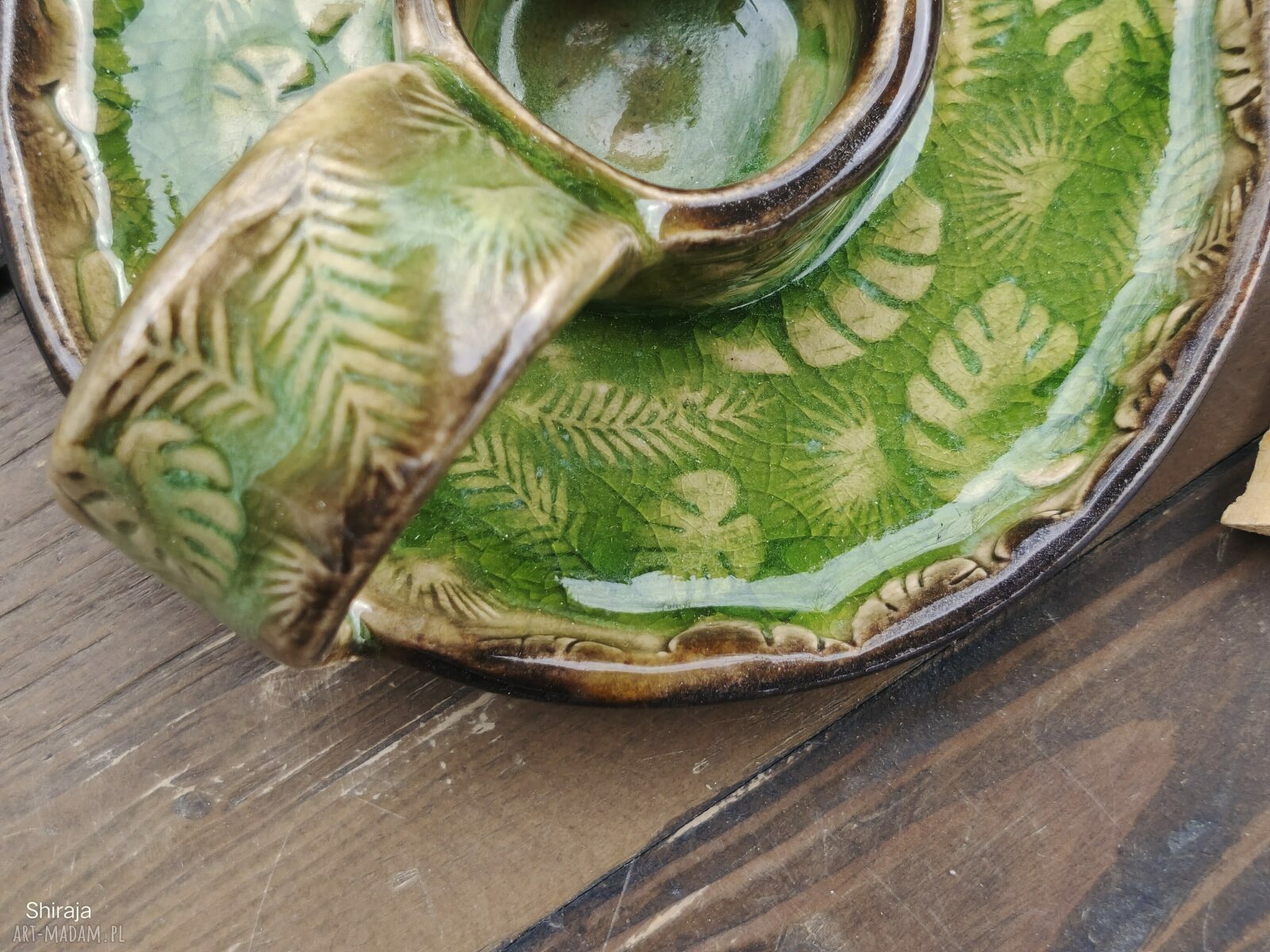 Ceramiczny kaganek na palo santo Monstera c819