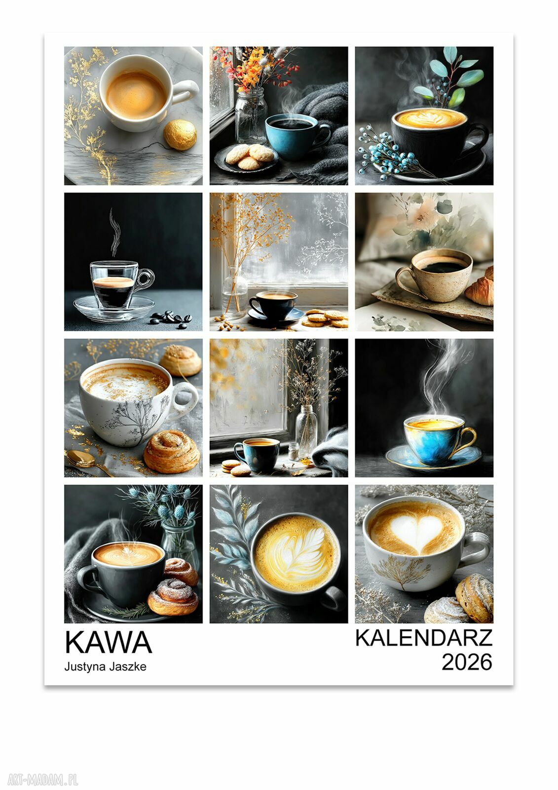 Kalendarz 2026 Kawa 15x21 cm - autorski zestaw 12 luźnych kart