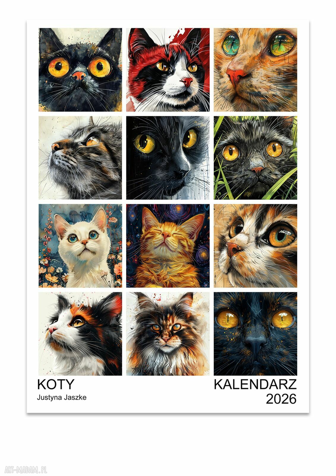 Kalendarz 2026 Koty 15x21 cm dla kociarzy