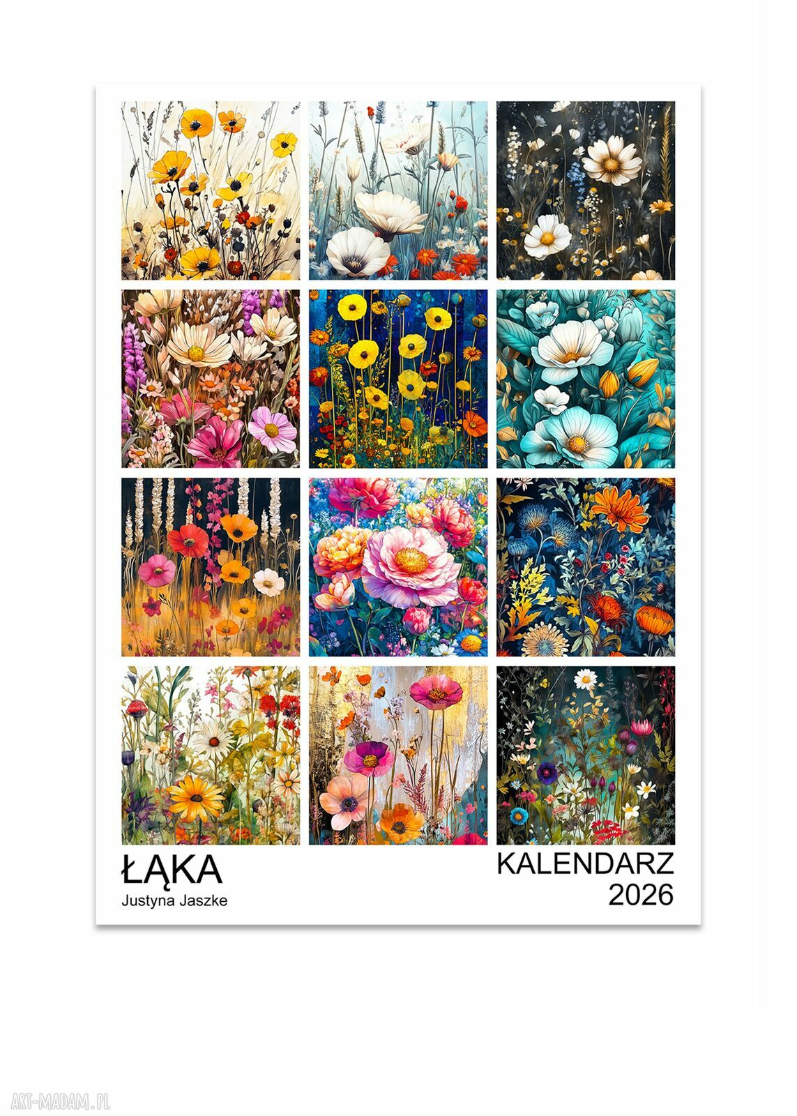 Kalendarz 2026 ŁĄKA 15x21 cm - 12 luźnych grafik dla kobiet lubiących naturę