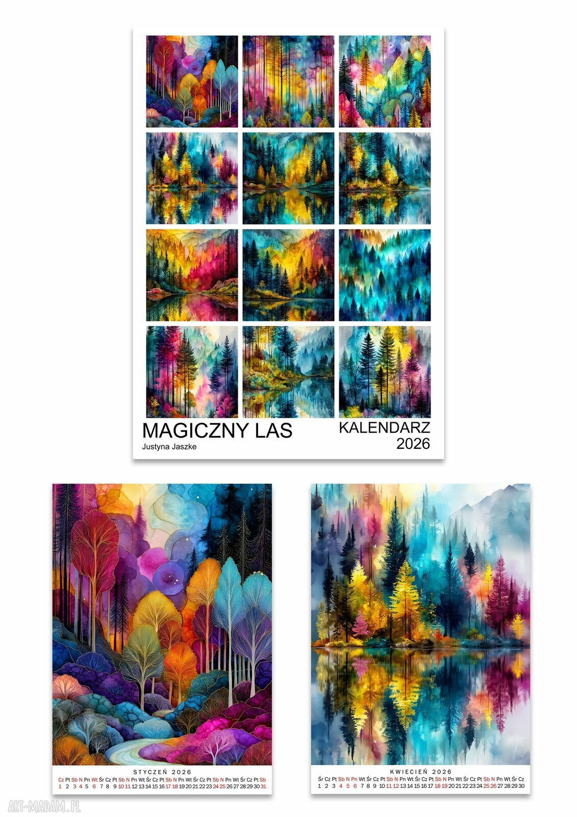 Kalendarz 2026 Magiczny Las 15x21 cm - 12 luźnych kart