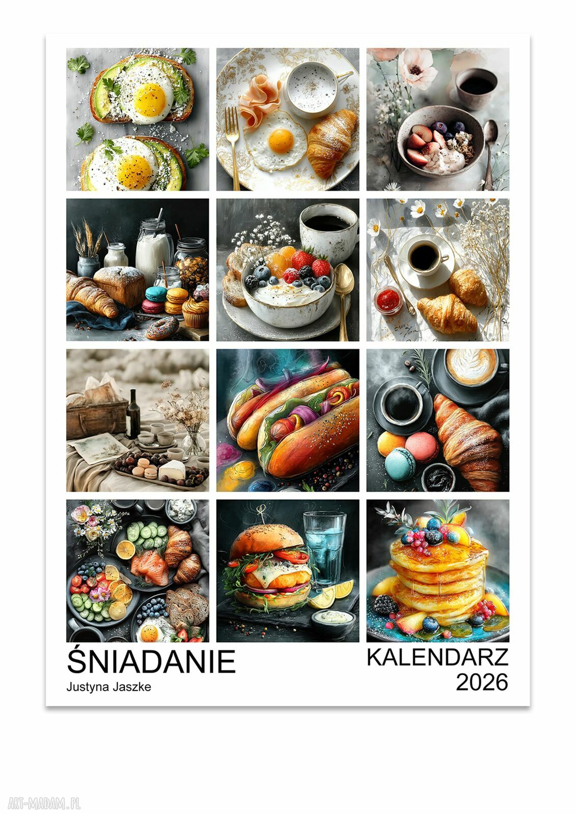 Kalendarz 2026 Śniadanie 15x21 cm - autorski zestaw grafik