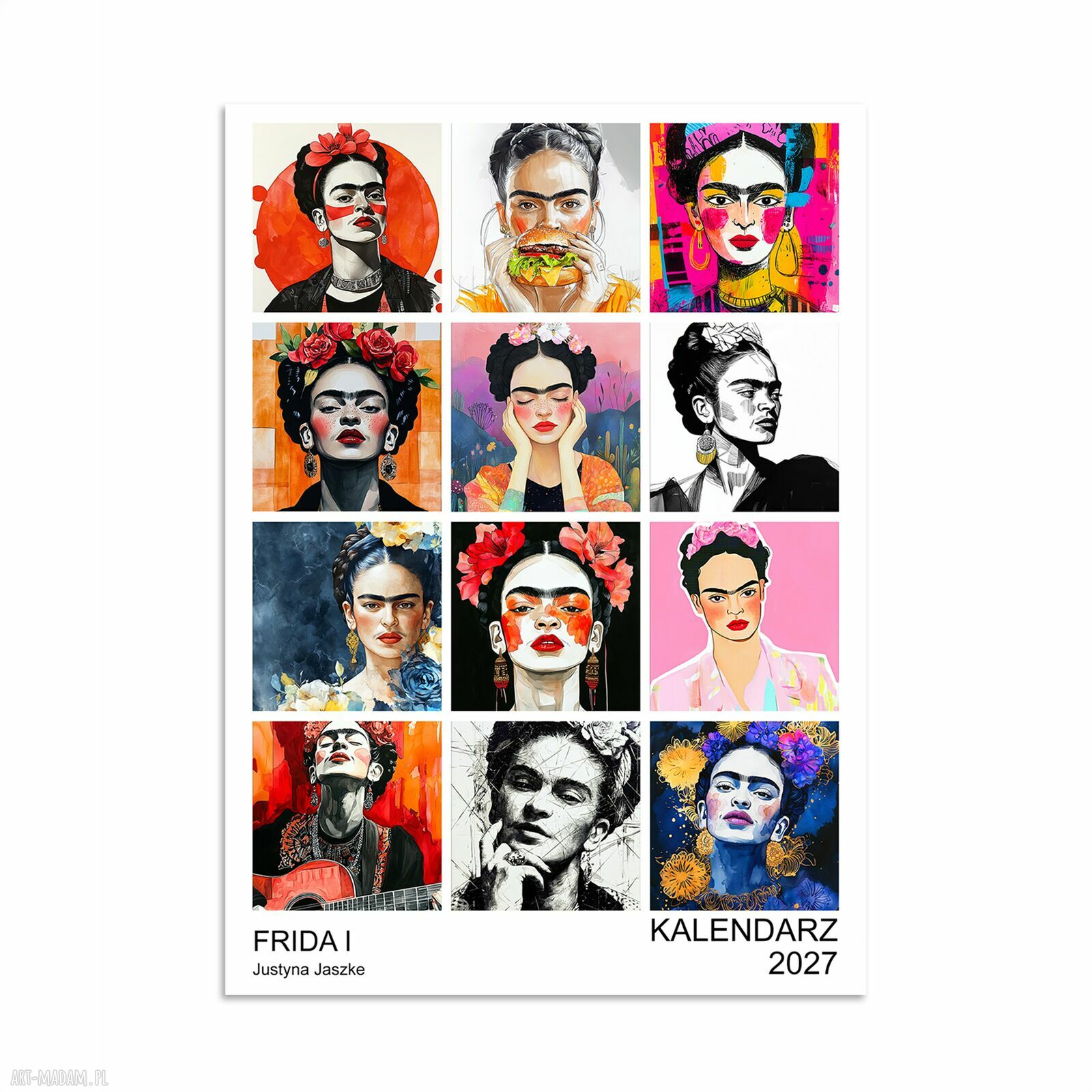 Kalendarz 2027 Frida Kahlo 15x21 cm z artystycznymi grafikami