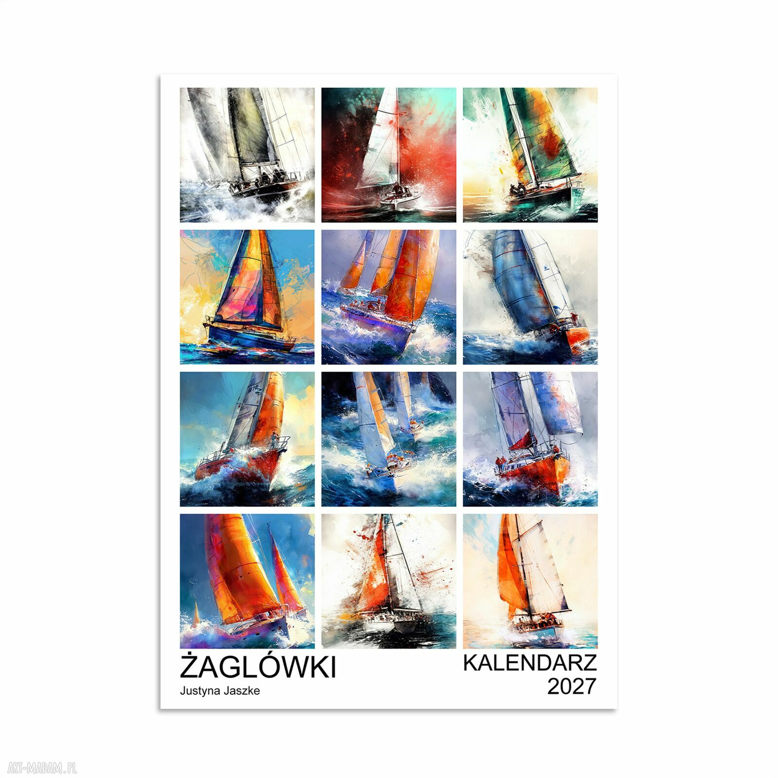 Kalendarz 2027 Żaglówki 15x21 cm z artystycznymi grafikami