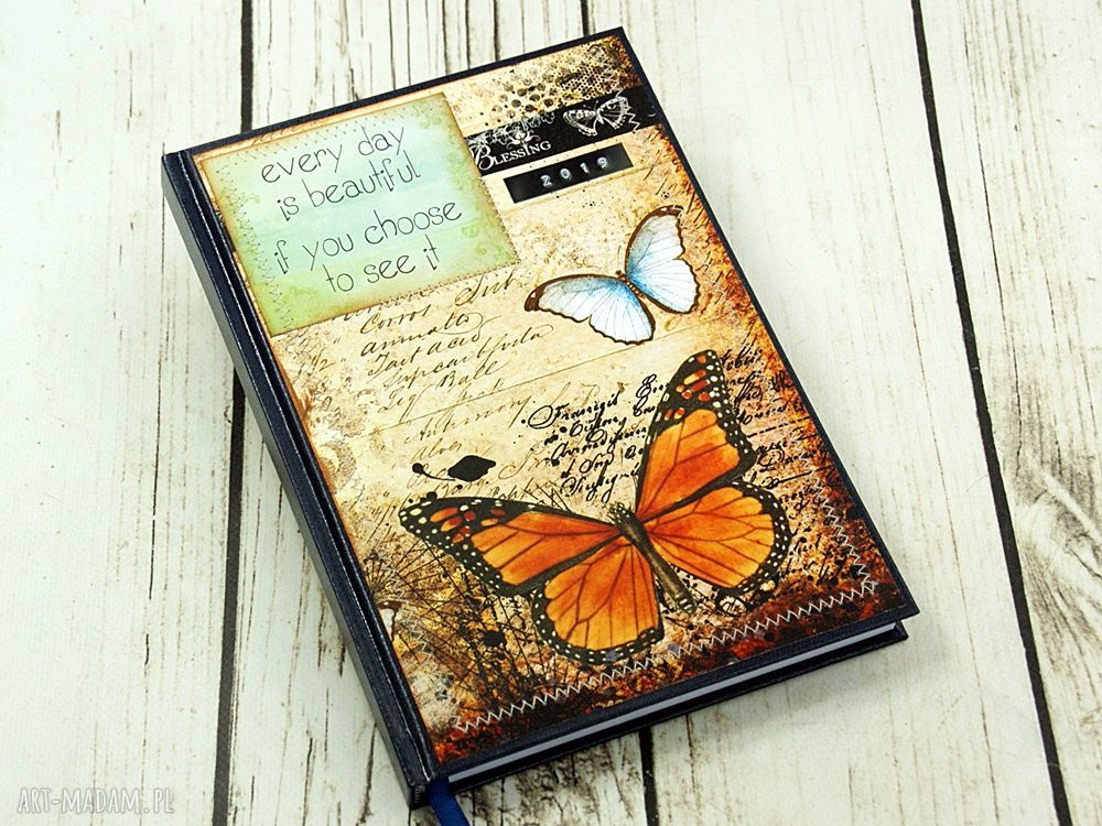 Kalendarz Książkowy Motyle Handmade Scrapbooking Notesy ღ Art Madam Pl