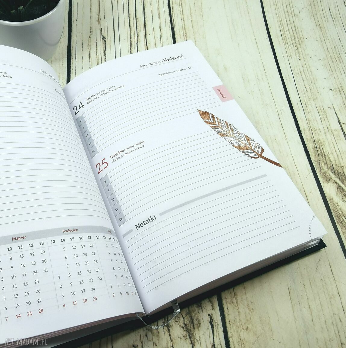 Kalendarz książkowy 2021 A5 z koniami - planer scrapbooking ręcznie robiony