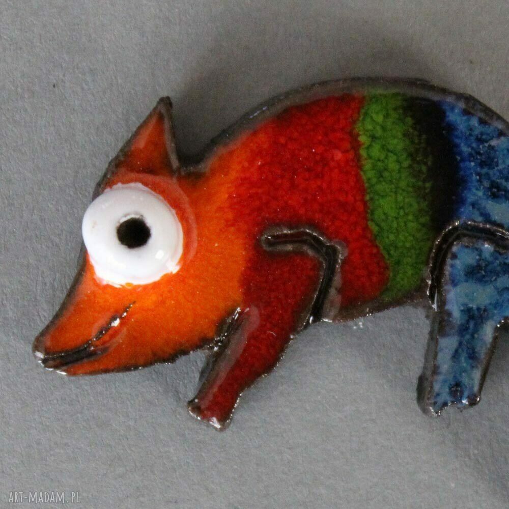 Kameleon - broszka ceramiczna