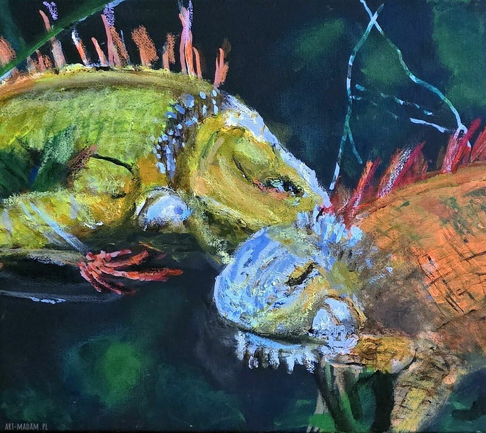 Kameleony - obraz akrylowy na płótnie 40x30x1 cm, gotowy do zawieszenia
