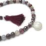 białe bransoletki srebro boho - / garnet - moonstone/