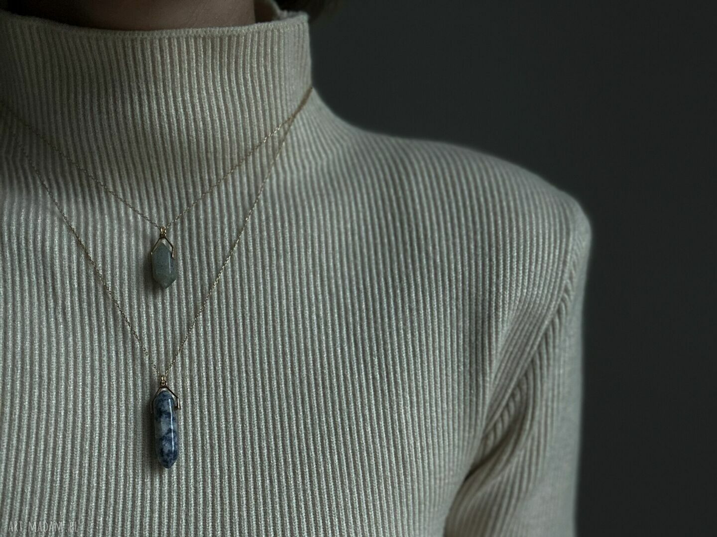 naszyjniki: Srebrny naszyjnik z małym awenturynem zielonym Ręcznie zrobione