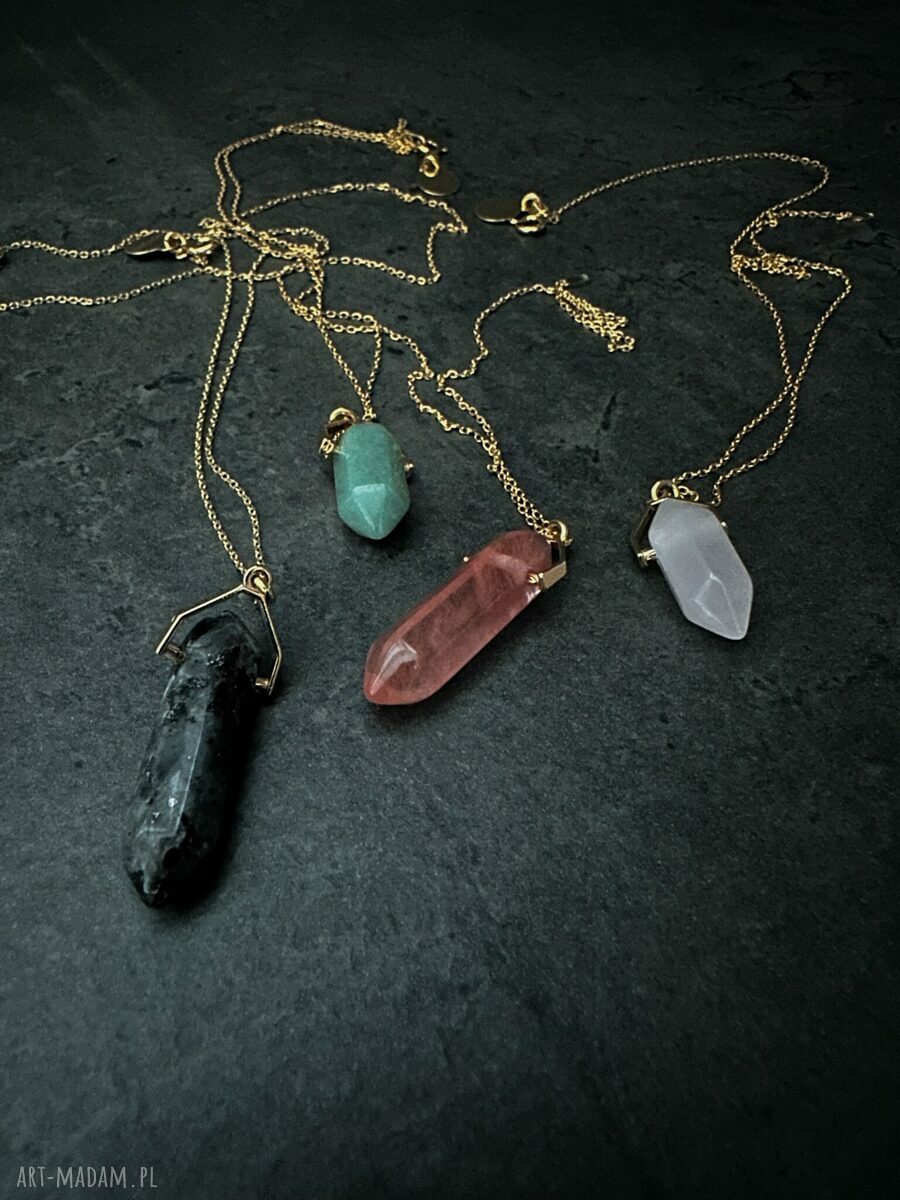 naszyjniki: Srebrny naszyjnik z małym kryształem górskim Ręcznie robione