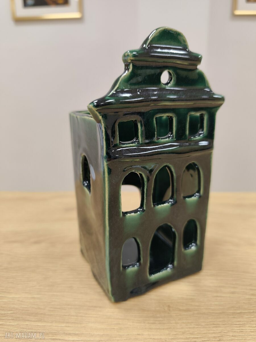 Kamieniczka ceramiczna lampion 18 cm - ręcznie szkliwiona