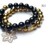 czarne bransoletki hematyt black and gold duo