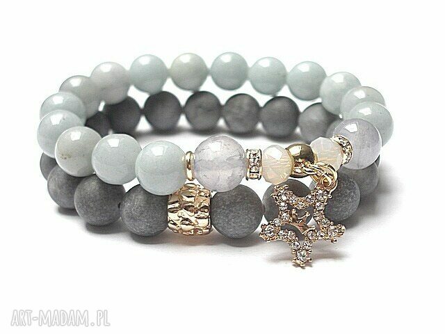 Duo grey double vol jadeity kryształki cyrkonie kamienie minerały