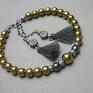 autorskie bransoletki kamienie hematite line /gold - graphite/