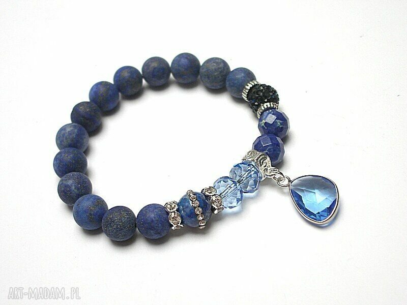 Bransoletka z lapis lazuli - Navy Blue i Ice vol 2 (matowa)