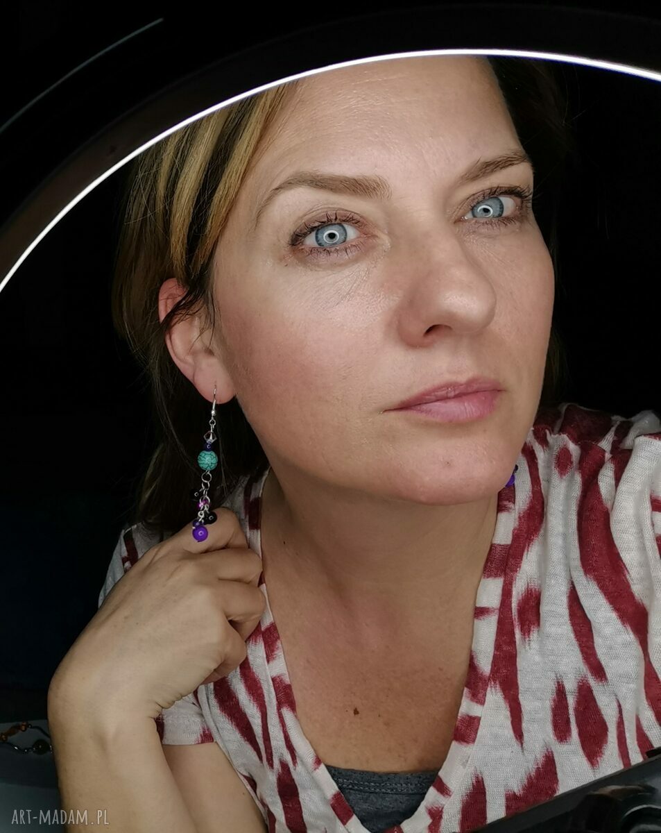 Kolczyki boho z kamieniami, perełkami i koralikami - lekkie turkusowe