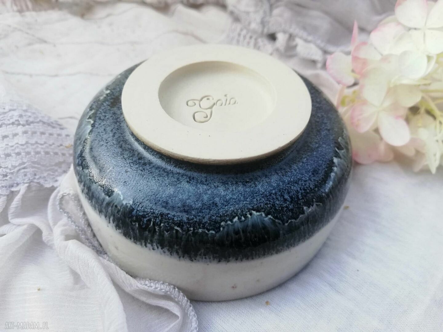 Kamionkowa miseczka handmade GAIA - ceramiczna podstawka na świecę, dipy i biżuterię