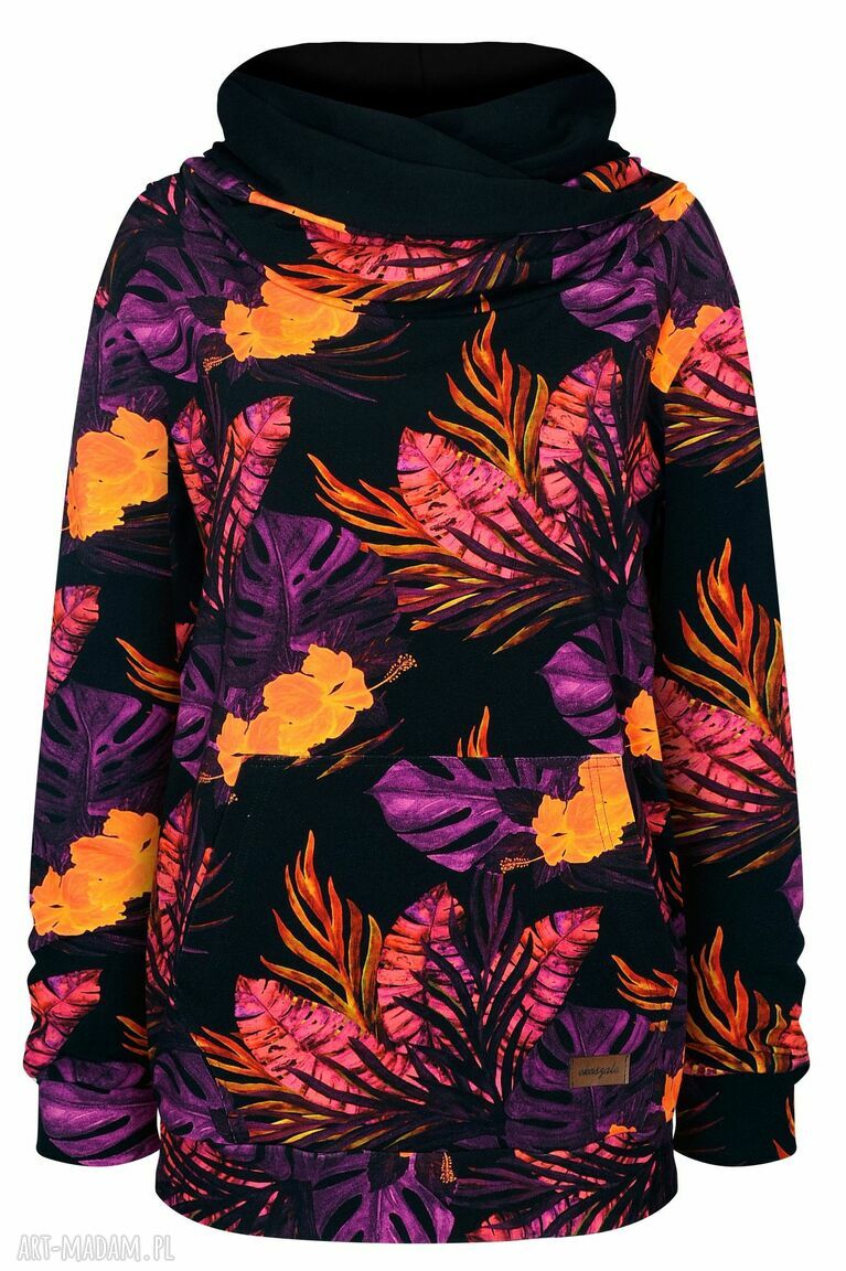 Kangurka damska purpurowe liście kwiaty dresowa bluza rozmiary