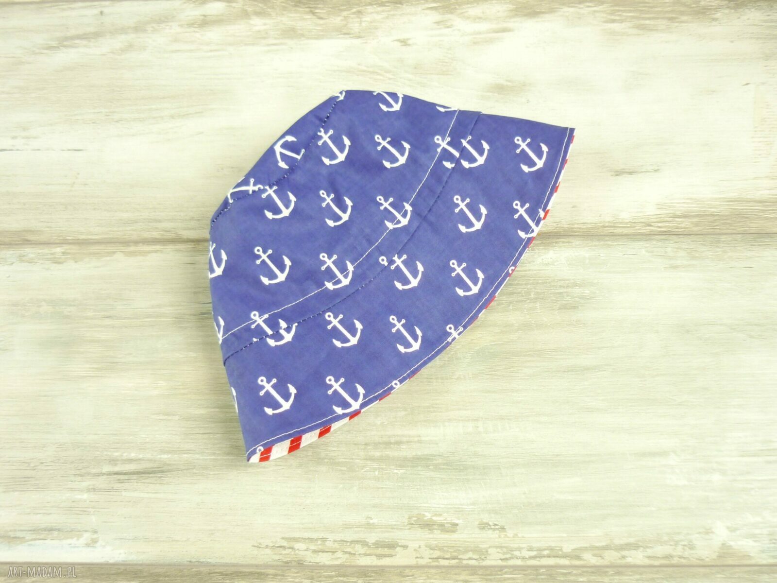 dla dziecka: Kapelusz dla dziecka, kotwica Ręcznie wykonane