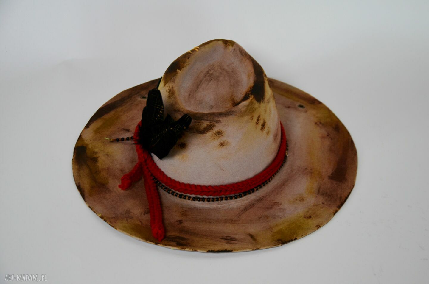 Kapelusz z czachą - ręcznie robiona fedora z filcu (58-59 cm)