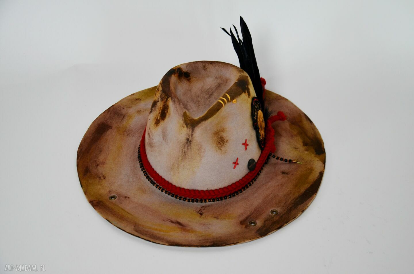 Kapelusz z czachą - ręcznie robiona fedora z filcu (58-59 cm)
