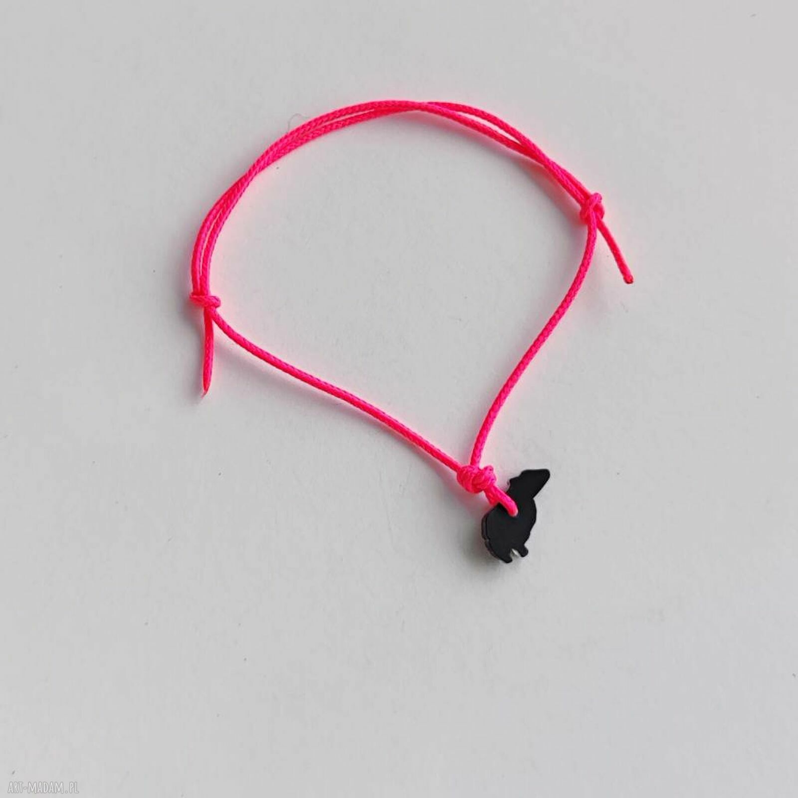 Kapibara bransoletka sznurkowa regulowana - różowa, handmade