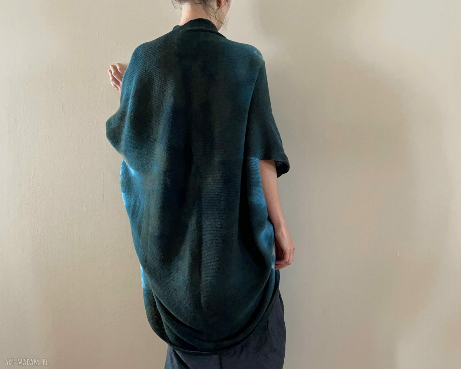 Kardigan "Kokon" z merynosów - ręcznie barwiony oversize