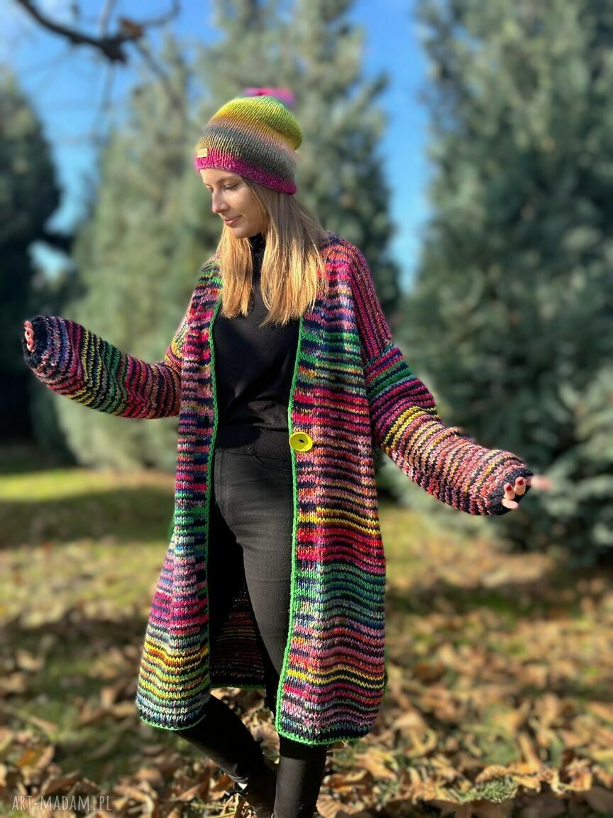 swetry: Multikolorowy sweter Boho autorskie